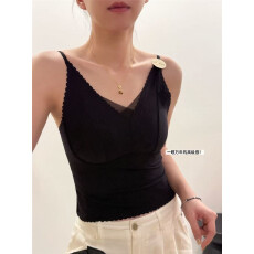 批发温柔静奢风提花深V性感吊带内衣蕾丝背心带杯垫<b class='q'>文胸</b>性感外穿内搭