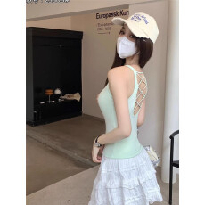 批发春夏韩版<b class='q'>性感</b>交叉美背吊带背心女带胸垫<b class='q'>文胸</b>一体无袖外穿打底上衣