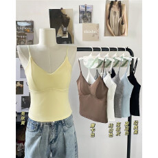 批发春夏小吊带背心女夏内搭打底<b class='q'>文胸</b>一体带胸垫抹胸裹胸黑色外穿美背