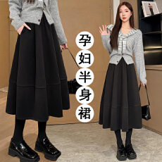 批发孕妇冬季毛呢<b class='q'>半身裙</b>女2026<b class='q'>新款</b>秋冬松紧腰梨形a字伞裙花苞长裙