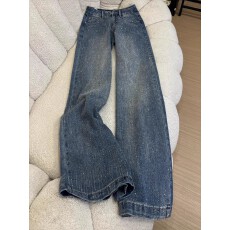 批发巴黎爆闪裤复古纸片人<b class='q'>直筒</b>重工满钻宽松高腰<b class='q'>牛仔裤</b>