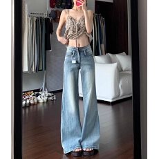 批发美式复古微喇牛仔裤女2025<b class='q'>秋</b>冬新款低腰辣妹宽松喇叭裤子