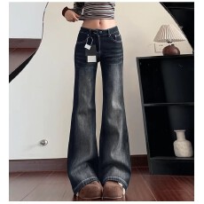 批发美式复古<b class='q'>微喇</b><b class='q'>牛仔裤</b>女春季新款 马蹄裤子