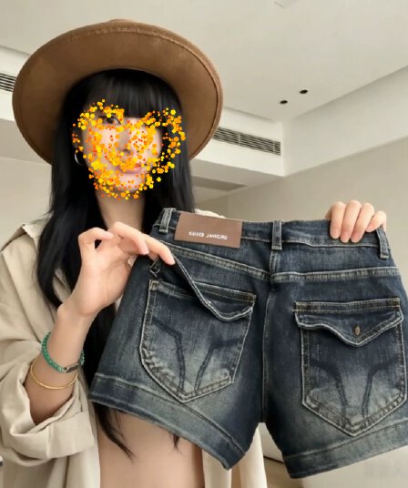 아메리칸 고급 센스 품격 스트레이트 데님 반바지 여성 핫걸 디자인 자수 로우 웨이스트 몸매 가꾸기 슬림해 보이는 타이트 스커트 핫 바지