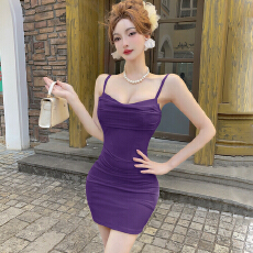 批发实拍纯欲风性感小心机蕾丝鱼骨吊带<b class='q'>连衣裙</b>女新款名媛褶皱包臀短裙