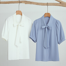 批发温婉通勤 <b class='q'>职业</b><b class='q'>衬衫</b>女教资面试正装长短袖飘带蝴蝶结<b class='q'>衬衣</b>上衣