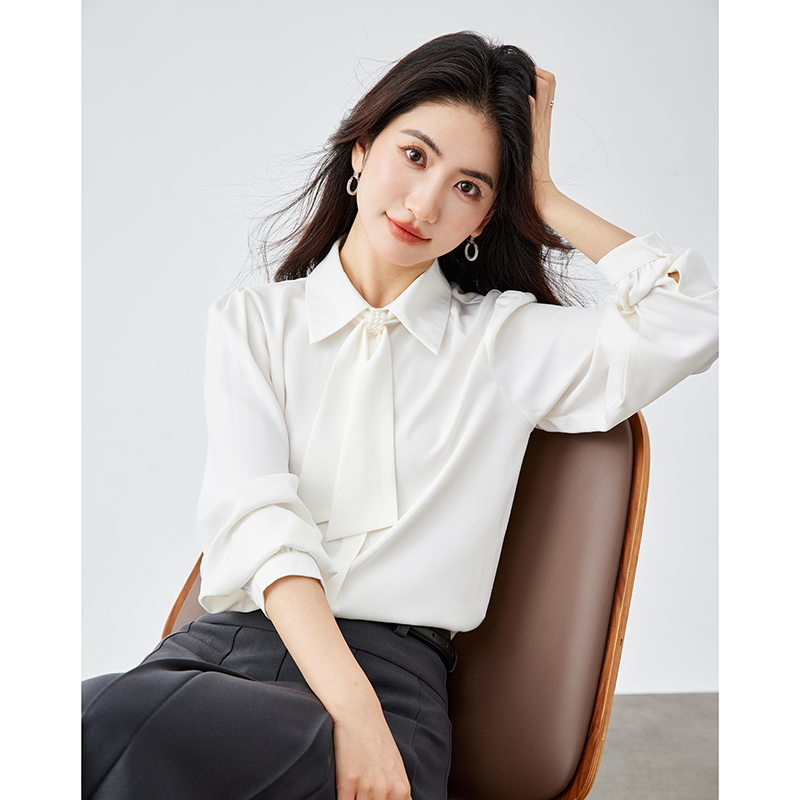 2026 봄 쉬폰 셔츠 여성 경력 착용 가져 가라. 긍정적 인 로드 중 화이트 인사이드 잡아라. 의류 정장 면접 세트 셔츠