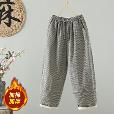 批发新款2025年冬季通勤舒适宽松夹棉舒适休闲长裤麻味个性韩版文艺女