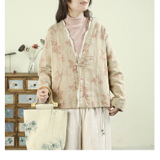 批发复古国风新中式蕾丝花边外套棉衣棉服女2025年秋冬季宽松<b class='q'>大码</b>保暖