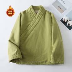 批发新中式禅意<b class='q'>女装</b>国风斜襟系绳禅修服加绒上衣武当山道袍改良居士服
