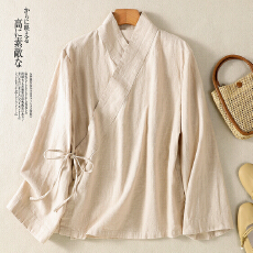 批发斜襟太极服八段锦女武当道士服装男道袍练功服棉麻居士汉服禅服春