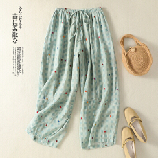 批发天丝撞色压线民族风格纹气球裤休闲裤2026春夏季