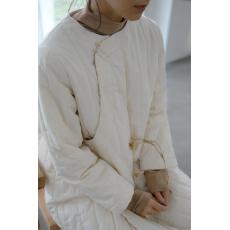 批发轻中式夹棉旗袍原创茶服斜襟加厚棉服压条连身<b class='q'>裙</b>盘扣袍子<b class='q'>棉麻</b>冬季