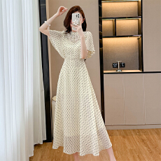 批发实拍夏季波点<b class='q'>连衣裙</b>女2026夏季新款修身显瘦气质大摆裙子<b class='q'>时尚</b>长裙