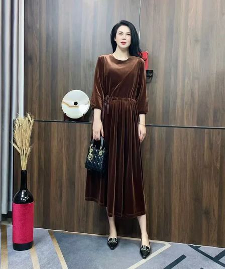 벨벳 심지어 드레스 빛 럭셔리 섹션 여성 의류 사계절 다용도