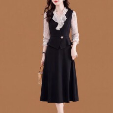 批发小香风<b class='q'>气质</b>波点<b class='q'>连衣裙</b>女2026秋季新款遮肚子显瘦轻奢裙子