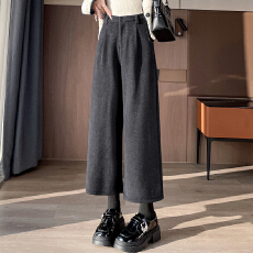 批发实拍2025秋冬新款毛呢直筒裤<b class='q'>哈伦</b>西装裤高腰八分九分休闲裤女