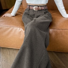 批发毛呢阔腿裤子女2025冬季新款高腰加绒加厚阔腿裤女秋冬休闲裤