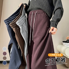 批发实拍2025秋冬<b class='q'>新款</b>加绒弯刀运动裤女显瘦直筒窄版阔腿休闲卫裤