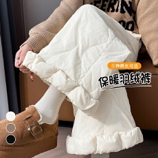 实拍2025新款冬季防风防水羽绒裤九分抗寒束脚阔腿两穿休闲裤女