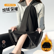 实拍2025秋冬加绒开叉西装裤高腰直筒微喇裤阔腿裤加厚休闲裤女