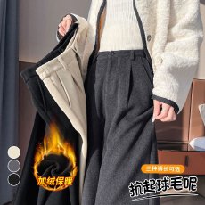 批发<b class='q'>实拍</b>2024秋冬新款高腰九分休闲<b class='q'>裤</b>女毛呢直筒<b class='q'>裤</b>哈伦加绒西<b class='q'>装</b><b class='q'>裤</b>