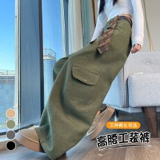 批发实拍2025秋冬新款直筒复古<b class='q'>运动裤</b>女弯刀裤工装裤高腰阔腿休闲裤