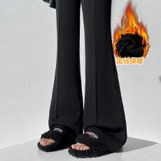 批发实拍2025秋冬新款加绒微喇窄版西装裤<b class='q'>休闲</b>裤高腰阔腿拖地裤女