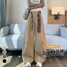 批发<b class='q'>实拍</b>2025秋冬新款弯刀裤工装裤加绒阔腿休闲裤直筒复古<b class='q'>运动</b>裤女