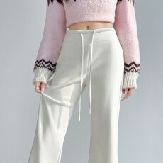 批发实拍2025秋冬<b class='q'>新款</b>米白色羊绒糯米<b class='q'>裤</b>加绒醋酸羊毛微喇<b class='q'>阔腿裤</b>女