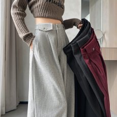 批发实拍2025秋冬新款麦穗纹加绒毛呢保暖阔腿裤高腰直筒休闲拖地裤女