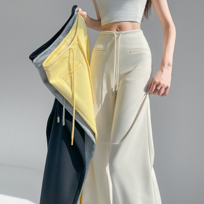 RY70059# 实拍2026夏季新款薄款冰丝棉微喇裤高腰喇叭阔腿防晒拖地裤女