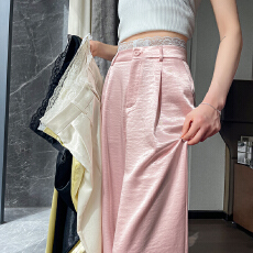 批发实拍2026夏季新款薄款缎面醋酸冰丝阔腿裤高腰防晒拖地裤女