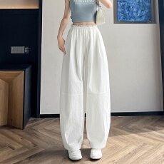 批发实拍2026夏季新款薄款气球裤哈伦直筒速干高腰防晒休闲裤女