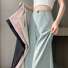 批发实拍2026夏季新款<b class='q'>棉麻</b>阔腿<b class='q'>裤</b><b class='q'>冰</b><b class='q'>丝</b>高腰窄版直筒休闲<b class='q'>裤</b><b class='q'>女</b>