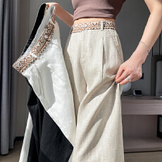 批发实拍2026夏季新款天丝亚麻阔腿<b class='q'>裤</b><b class='q'>高腰</b><b class='q'>棉麻</b>薄款休闲拖地<b class='q'>裤</b><b class='q'>女</b>