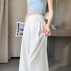实拍2026夏季新款缎面冰丝微喇裤高腰醋酸阔腿休闲裤拖地裤女