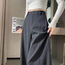 批发实拍2026夏季新款弯刀裤直筒休闲拖地裤<b class='q'>西装</b>裤高腰窄版阔腿裤<b class='q'>女</b>