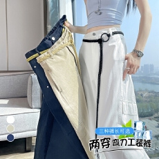 批发<b class='q'>实拍</b>2026夏季新款弯刀裤两穿工装裤高腰阔腿休闲裤潮酷<b class='q'>运动</b>裤女