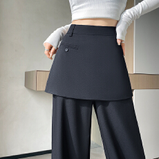 批发实拍2026夏季新款裙裤假两件<b class='q'>西装</b>阔腿裤高腰<b class='q'>直筒</b>拖地裤<b class='q'>女</b>