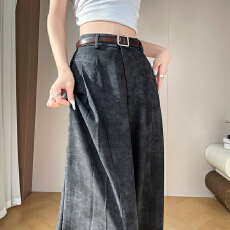 批发实拍2026夏季新款高腰扎染<b class='q'>西装</b>裤窄版休闲直筒阔腿拖地裤<b class='q'>女</b>