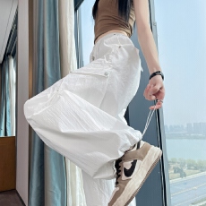 批发实拍2026夏季新款速干裤工装裤女薄款高腰束脚阔腿两穿<b class='q'>哈伦</b><b class='q'>运动裤</b>