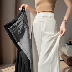 批发实拍2026夏季新款冰丝<b class='q'>西装裤</b>高腰窄版阔腿裤直筒<b class='q'>薄款</b>休闲拖地裤<b class='q'>女</b>