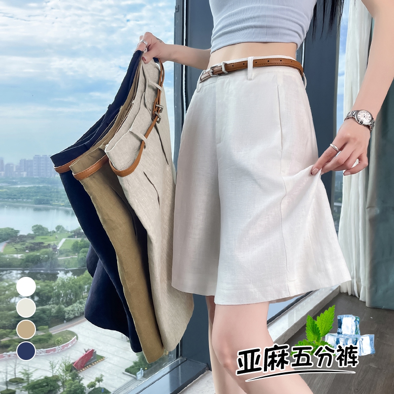 RY5778# 实拍2026夏季新款天丝亚麻五分裤阔腿裤A字短裤薄款棉麻短...