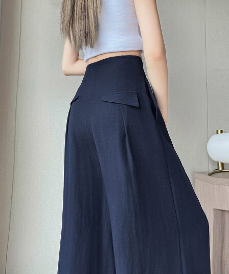 실사 2026 여름 새로운 하이웨이스트 면 린넨 야마모토 바지 얇은 스타일 캐주얼 바지 아마 얼음 실크 와이드 레깅스 바지
