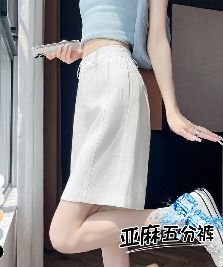 실사 2026 여름 새로운 주간 실크 아마 오부 바지 와이드 레그 팬츠 한 마디 반바지 얇은 스타일 면 린넨 바지 여성