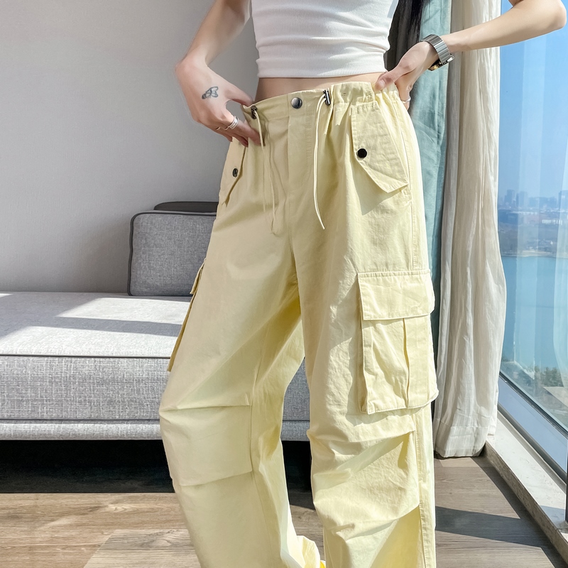 RY7567# 实拍2026夏季新款速干裤工装裤女高腰束脚阔腿两穿哈伦运动...