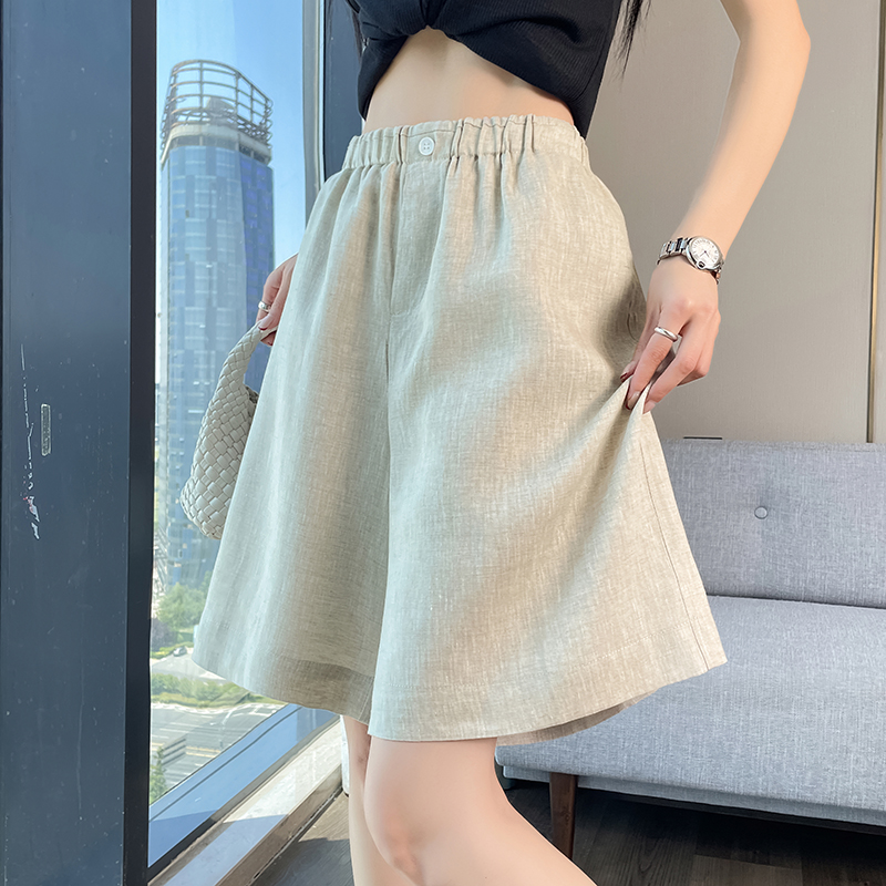 RY7690# 实拍2026夏季新款天丝亚麻五分裤阔腿裤A字短裤薄款棉麻裤女