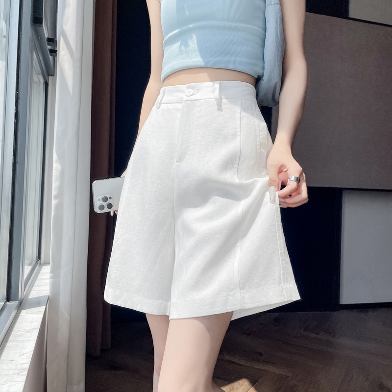 RY7689# 实拍2026夏季新款天丝亚麻五分裤阔腿裤A字短裤薄款棉麻裤女