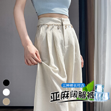 批发实拍2026夏季新款天丝<b class='q'>亚麻</b>阔腿裤高腰休闲裤冰丝直筒拖地裤女